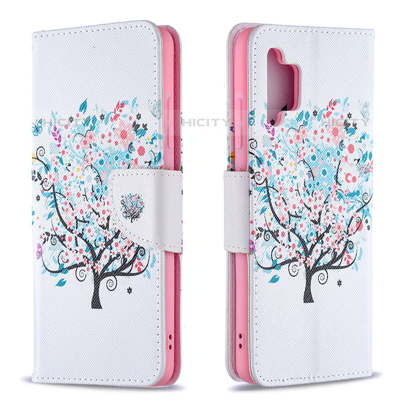 Handytasche Stand Schutzhülle Flip Leder Hülle Modisch Muster B01F für Samsung Galaxy M32 5G Weiß