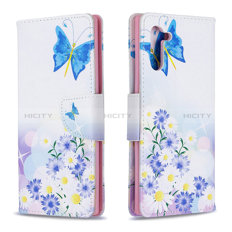 Handytasche Stand Schutzhülle Flip Leder Hülle Modisch Muster B01F für Samsung Galaxy Note 10 5G Blau Plus