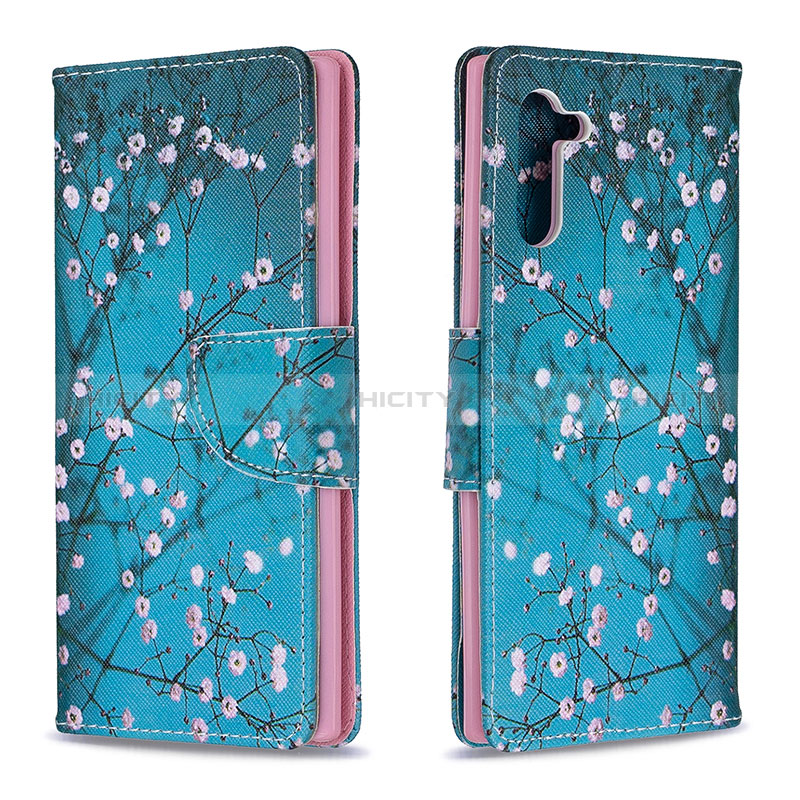 Handytasche Stand Schutzhülle Flip Leder Hülle Modisch Muster B01F für Samsung Galaxy Note 10 5G Cyan Plus