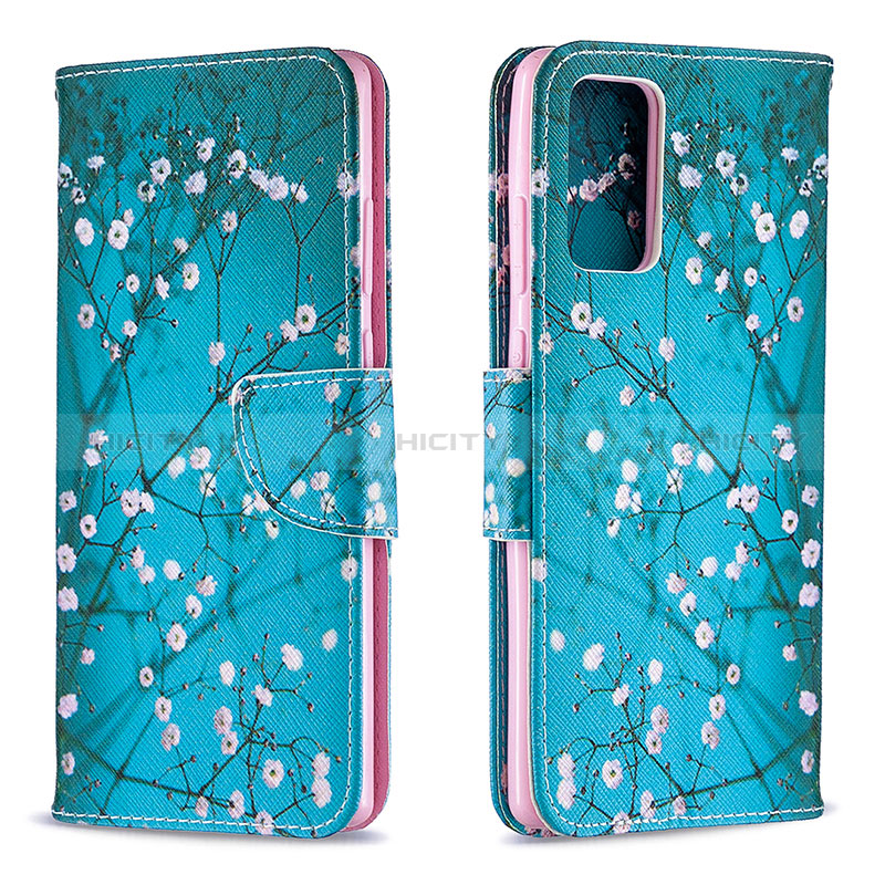 Handytasche Stand Schutzhülle Flip Leder Hülle Modisch Muster B01F für Samsung Galaxy Note 20 5G Cyan