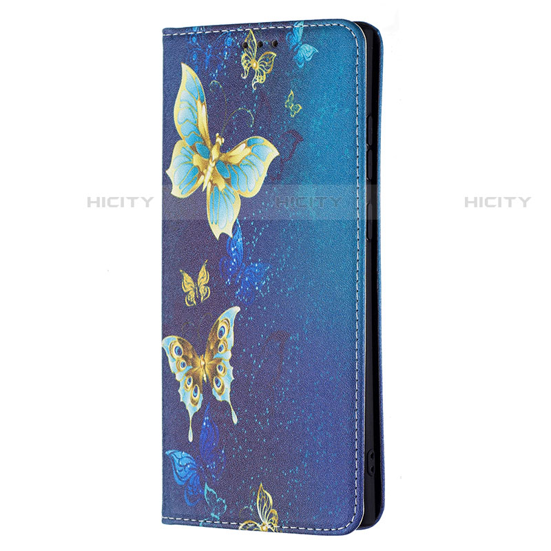 Handytasche Stand Schutzhülle Flip Leder Hülle Modisch Muster B01F für Samsung Galaxy S22 Ultra 5G Blau