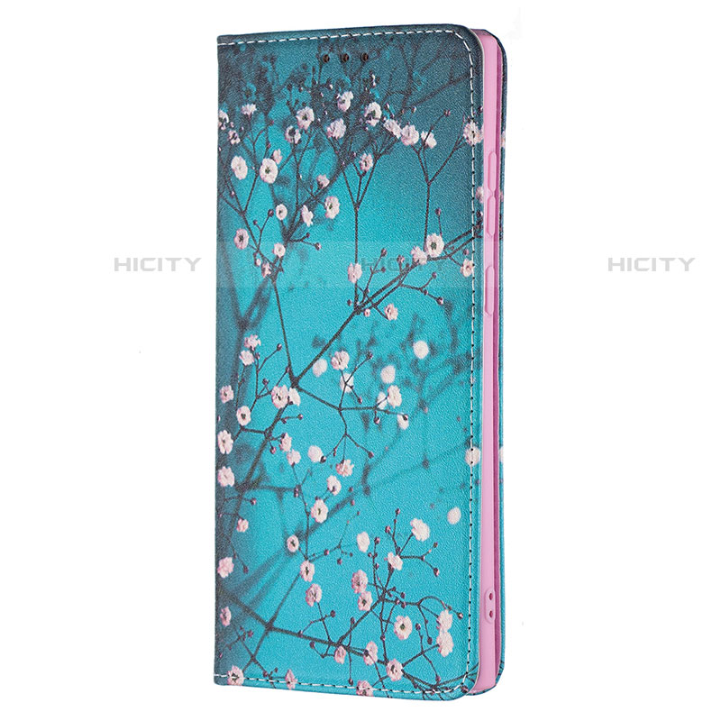 Handytasche Stand Schutzhülle Flip Leder Hülle Modisch Muster B01F für Samsung Galaxy S22 Ultra 5G Cyan