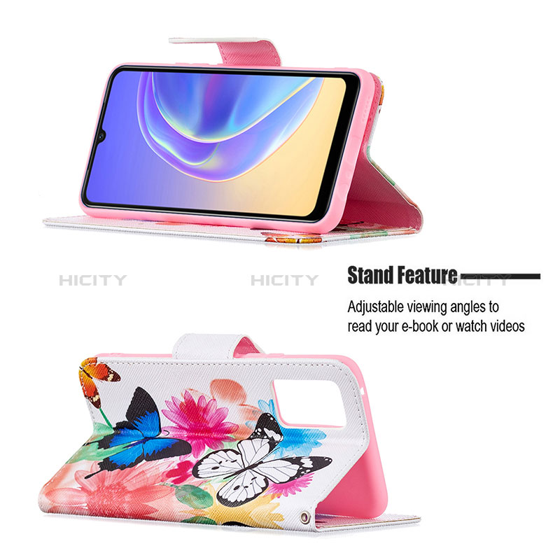 Handytasche Stand Schutzhülle Flip Leder Hülle Modisch Muster B01F für Vivo V21e 4G groß