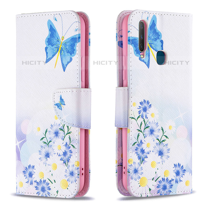 Handytasche Stand Schutzhülle Flip Leder Hülle Modisch Muster B01F für Vivo Y3 Blau Plus