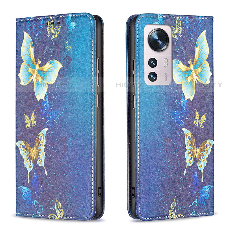 Handytasche Stand Schutzhülle Flip Leder Hülle Modisch Muster B01F für Xiaomi Mi 12 Pro 5G Blau