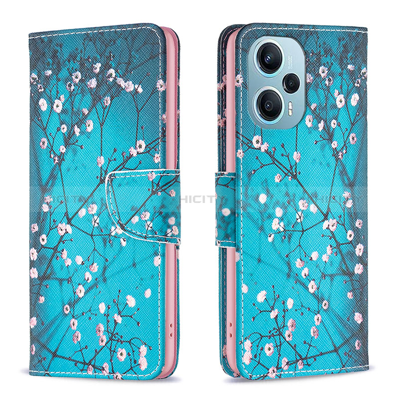 Handytasche Stand Schutzhülle Flip Leder Hülle Modisch Muster B01F für Xiaomi Poco F5 5G Cyan