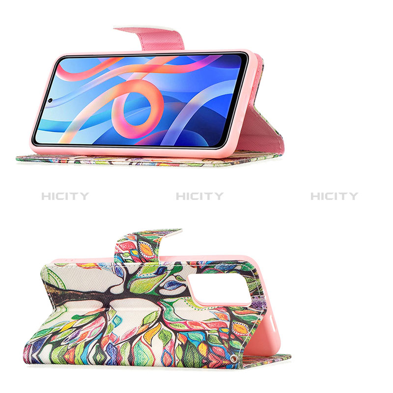 Handytasche Stand Schutzhülle Flip Leder Hülle Modisch Muster B01F für Xiaomi Poco M4 Pro 5G groß