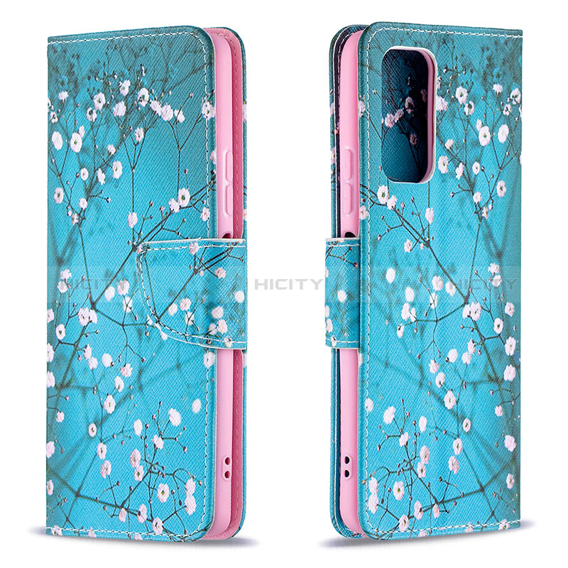 Handytasche Stand Schutzhülle Flip Leder Hülle Modisch Muster B01F für Xiaomi Redmi Note 10 Pro 4G Cyan