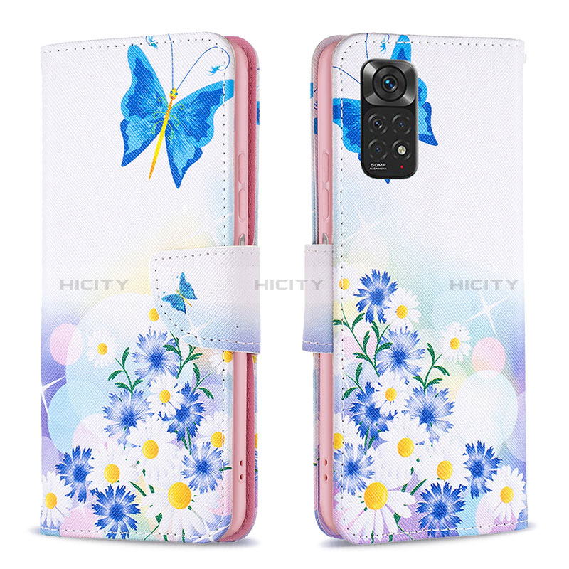 Handytasche Stand Schutzhülle Flip Leder Hülle Modisch Muster B01F für Xiaomi Redmi Note 11 4G (2022) Blau