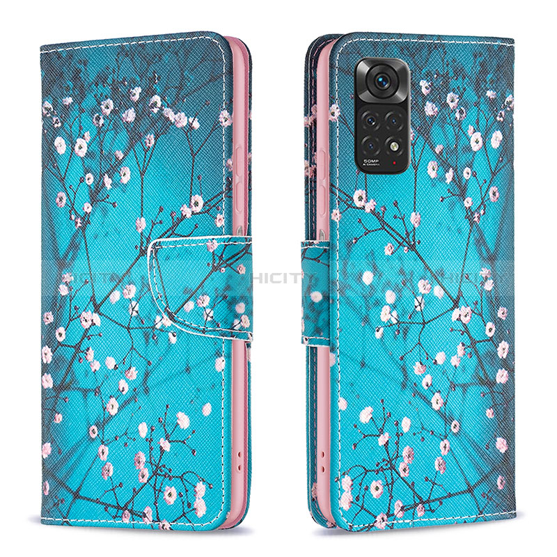 Handytasche Stand Schutzhülle Flip Leder Hülle Modisch Muster B01F für Xiaomi Redmi Note 11S 4G Cyan Plus