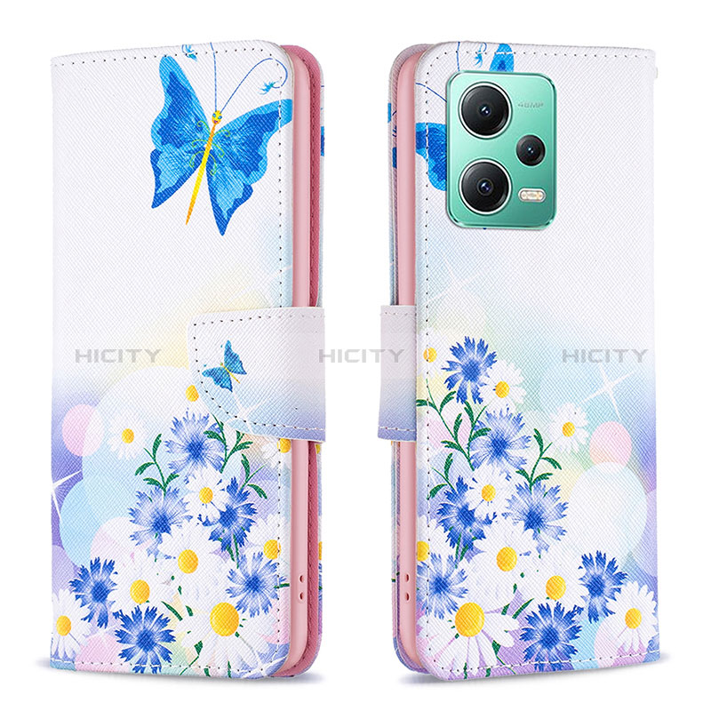 Handytasche Stand Schutzhülle Flip Leder Hülle Modisch Muster B01F für Xiaomi Redmi Note 12 5G Blau