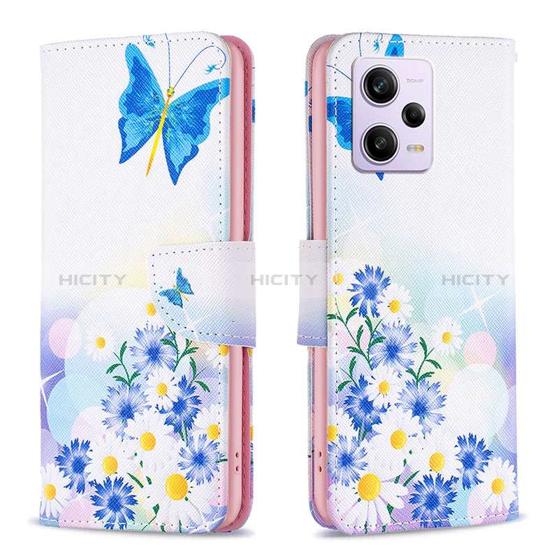 Handytasche Stand Schutzhülle Flip Leder Hülle Modisch Muster B01F für Xiaomi Redmi Note 12 Pro 5G Blau