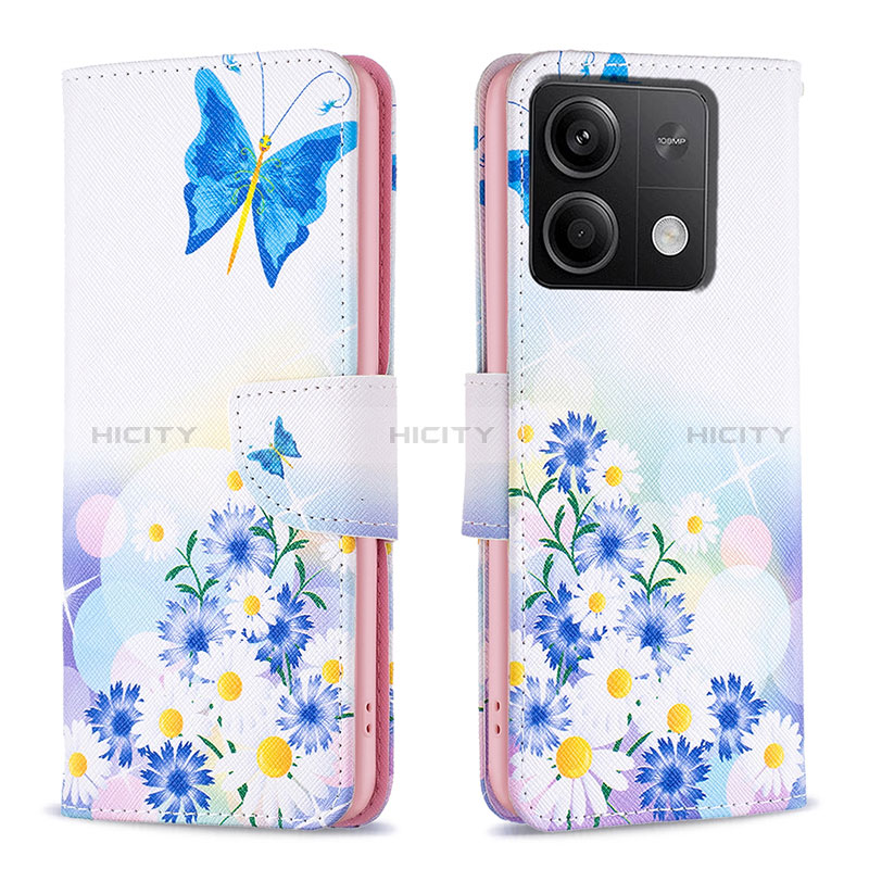 Handytasche Stand Schutzhülle Flip Leder Hülle Modisch Muster B01F für Xiaomi Redmi Note 13 5G Blau Plus