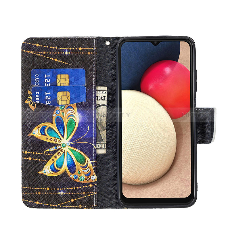 Handytasche Stand Schutzhülle Flip Leder Hülle Modisch Muster B03F für Samsung Galaxy A02s groß