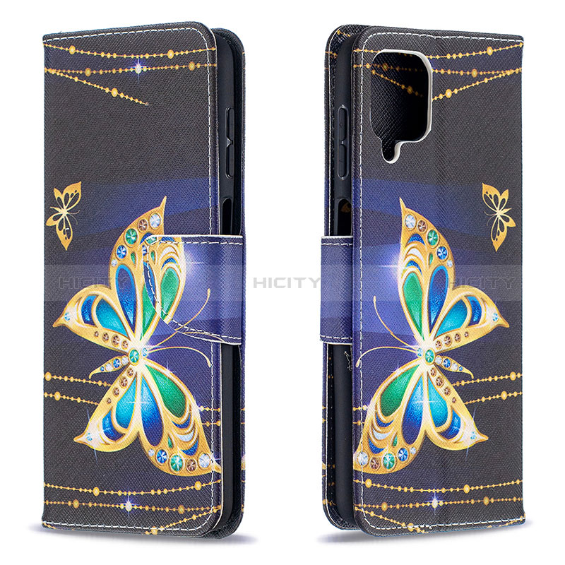 Handytasche Stand Schutzhülle Flip Leder Hülle Modisch Muster B03F für Samsung Galaxy A12 Nacho groß