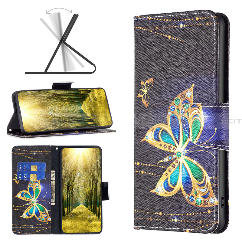 Handytasche Stand Schutzhülle Flip Leder Hülle Modisch Muster B03F für Samsung Galaxy A23 5G SC-56C groß