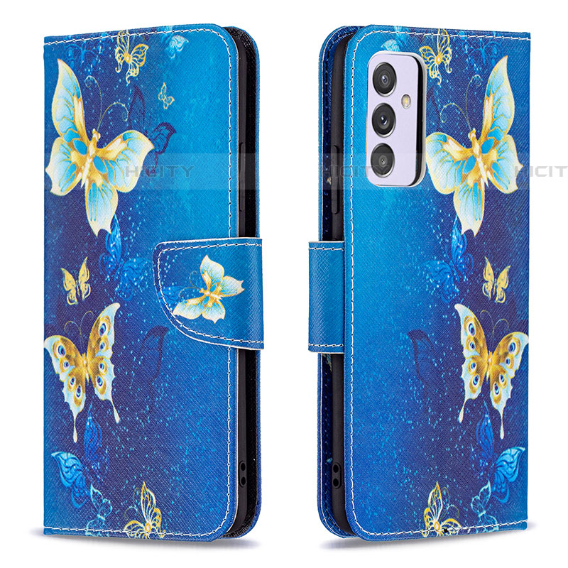 Handytasche Stand Schutzhülle Flip Leder Hülle Modisch Muster B03F für Samsung Galaxy A24 4G Hellblau