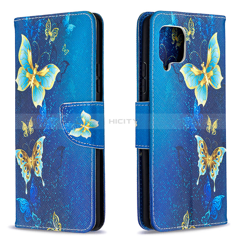 Handytasche Stand Schutzhülle Flip Leder Hülle Modisch Muster B03F für Samsung Galaxy A42 5G Hellblau