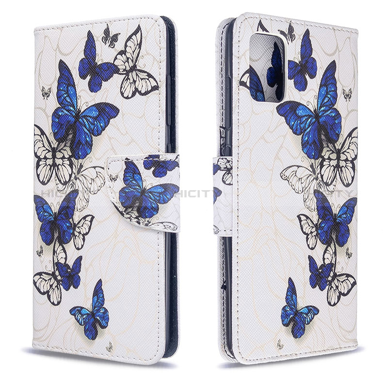 Handytasche Stand Schutzhülle Flip Leder Hülle Modisch Muster B03F für Samsung Galaxy A51 4G Blau