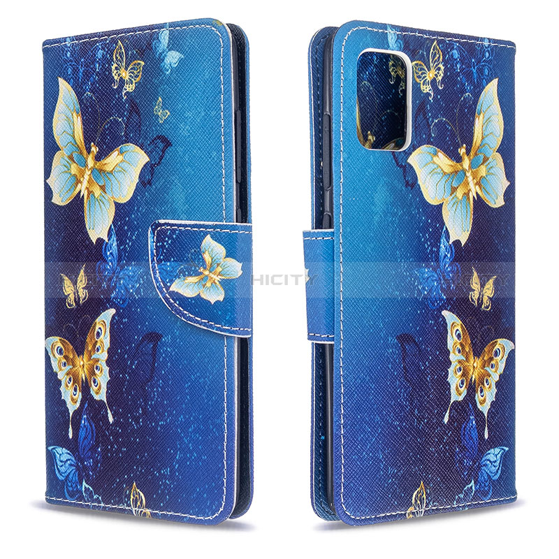 Handytasche Stand Schutzhülle Flip Leder Hülle Modisch Muster B03F für Samsung Galaxy A51 5G Hellblau