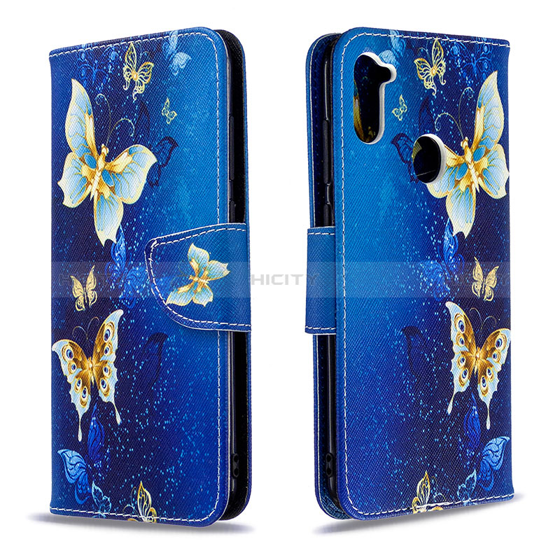 Handytasche Stand Schutzhülle Flip Leder Hülle Modisch Muster B03F für Samsung Galaxy M11 Hellblau