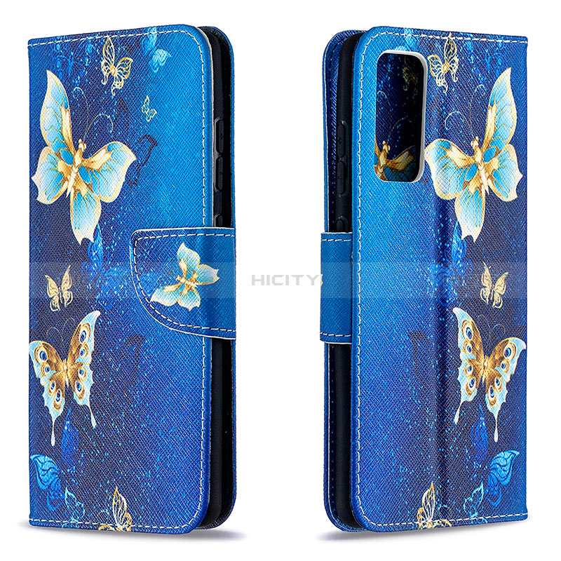 Handytasche Stand Schutzhülle Flip Leder Hülle Modisch Muster B03F für Samsung Galaxy S20 FE 4G Hellblau