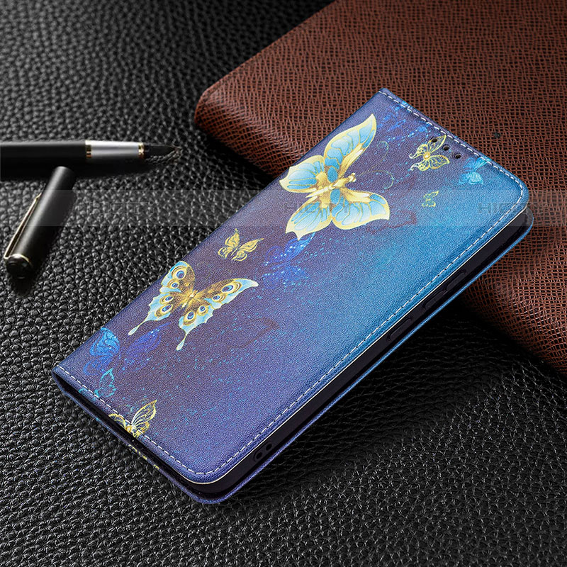 Handytasche Stand Schutzhülle Flip Leder Hülle Modisch Muster B03F für Samsung Galaxy S21 5G Königs Blau