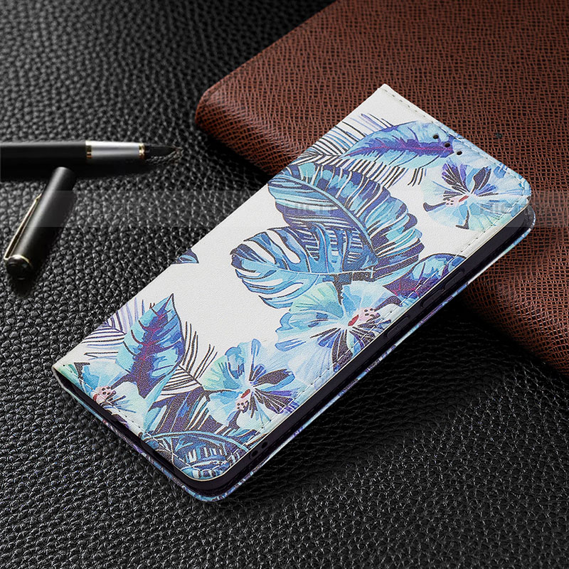 Handytasche Stand Schutzhülle Flip Leder Hülle Modisch Muster B03F für Samsung Galaxy S22 Plus 5G Blau