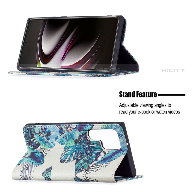 Handytasche Stand Schutzhülle Flip Leder Hülle Modisch Muster B03F für Samsung Galaxy S22 Ultra 5G groß