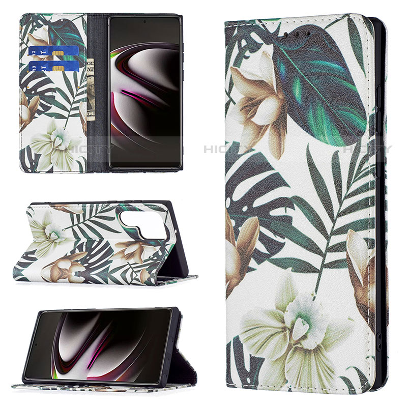 Handytasche Stand Schutzhülle Flip Leder Hülle Modisch Muster B03F für Samsung Galaxy S23 Ultra 5G groß