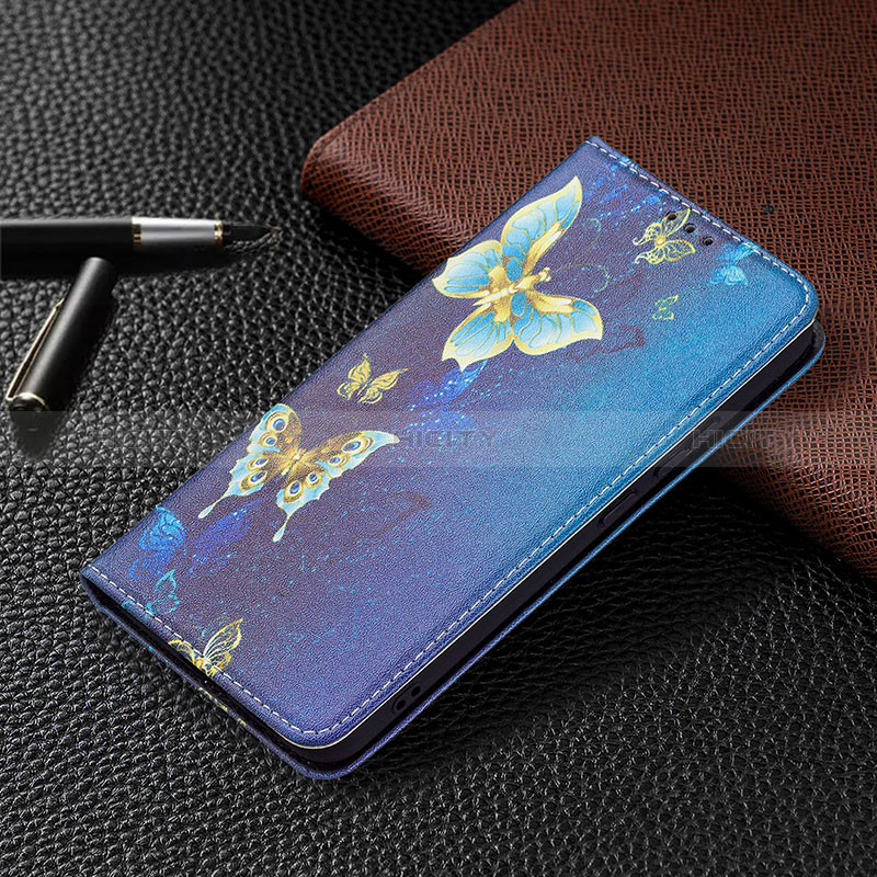 Handytasche Stand Schutzhülle Flip Leder Hülle Modisch Muster B03F für Samsung Galaxy S24 5G Königs Blau