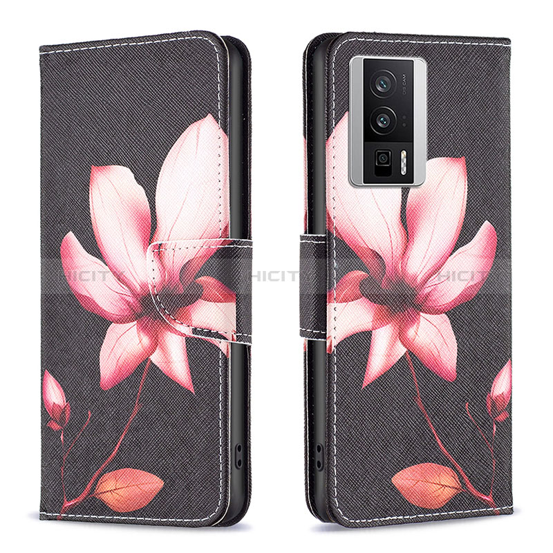 Handytasche Stand Schutzhülle Flip Leder Hülle Modisch Muster B03F für Xiaomi Poco F5 Pro 5G Rot