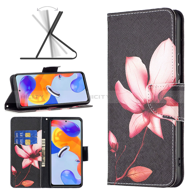 Handytasche Stand Schutzhülle Flip Leder Hülle Modisch Muster B03F für Xiaomi Redmi Note 11 Pro 5G groß