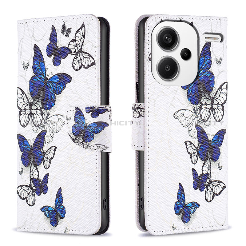 Handytasche Stand Schutzhülle Flip Leder Hülle Modisch Muster B03F für Xiaomi Redmi Note 13 Pro+ Plus 5G Blau Plus