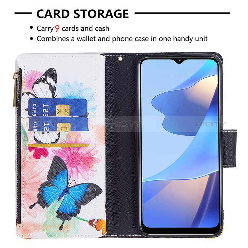 Handytasche Stand Schutzhülle Flip Leder Hülle Modisch Muster B04F für Oppo A16 groß