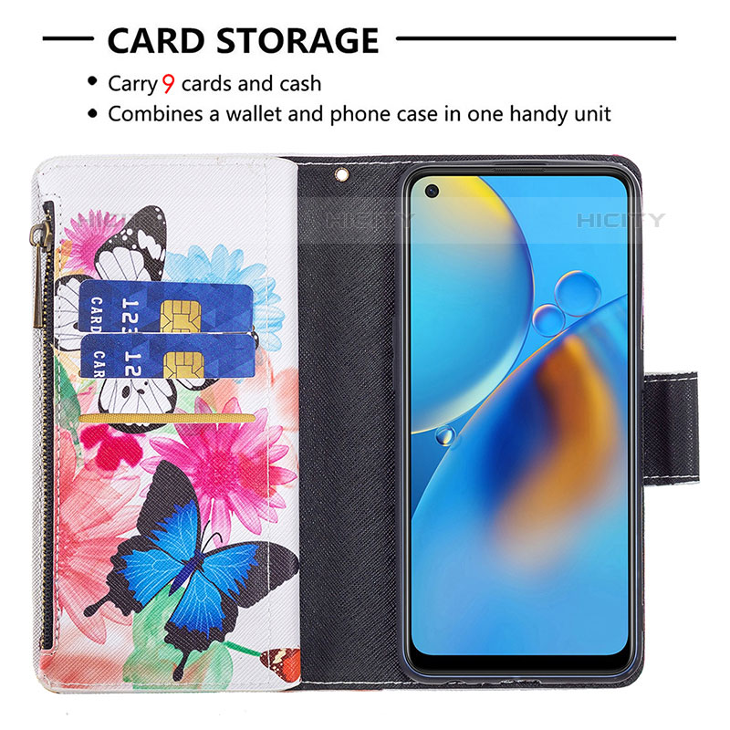 Handytasche Stand Schutzhülle Flip Leder Hülle Modisch Muster B04F für Oppo A74 4G groß