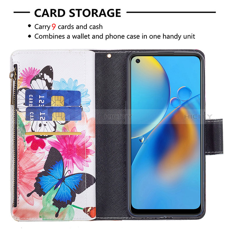 Handytasche Stand Schutzhülle Flip Leder Hülle Modisch Muster B04F für Oppo A95 4G groß