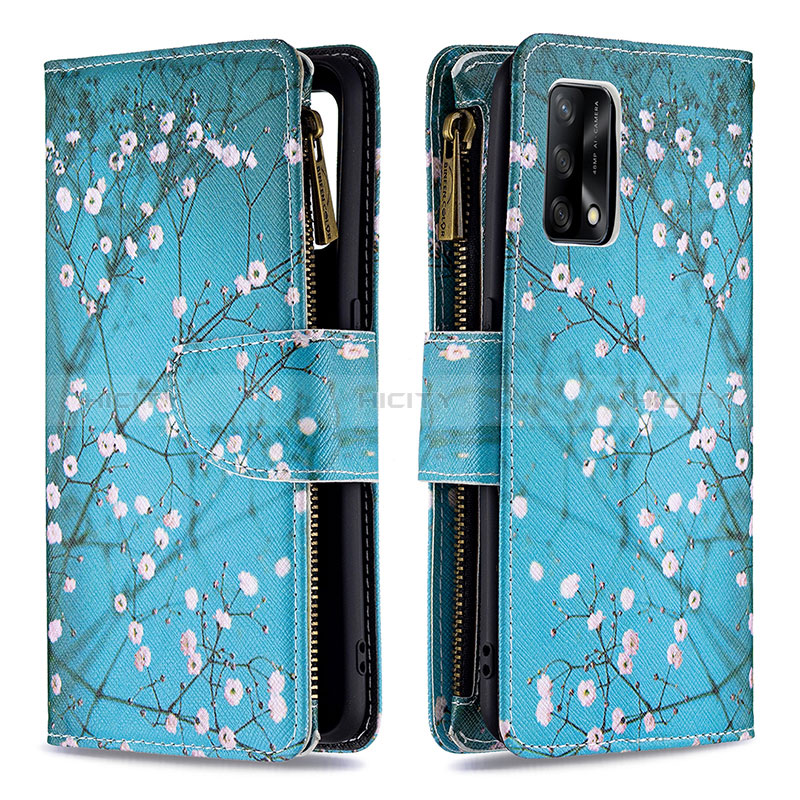 Handytasche Stand Schutzhülle Flip Leder Hülle Modisch Muster B04F für Oppo A95 4G Cyan Plus