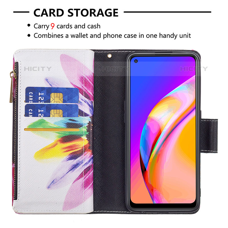 Handytasche Stand Schutzhülle Flip Leder Hülle Modisch Muster B04F für Oppo A95 5G groß