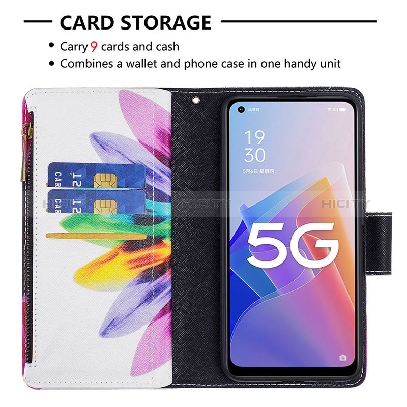 Handytasche Stand Schutzhülle Flip Leder Hülle Modisch Muster B04F für Oppo A96 5G groß