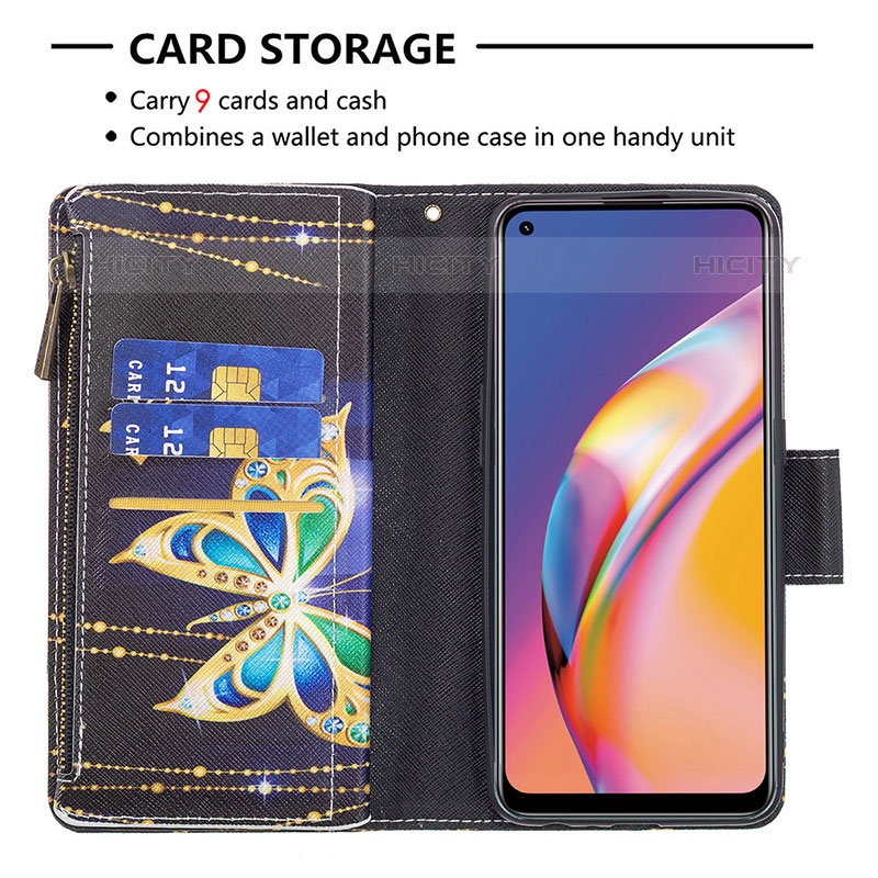 Handytasche Stand Schutzhülle Flip Leder Hülle Modisch Muster B04F für Oppo F19 Pro groß