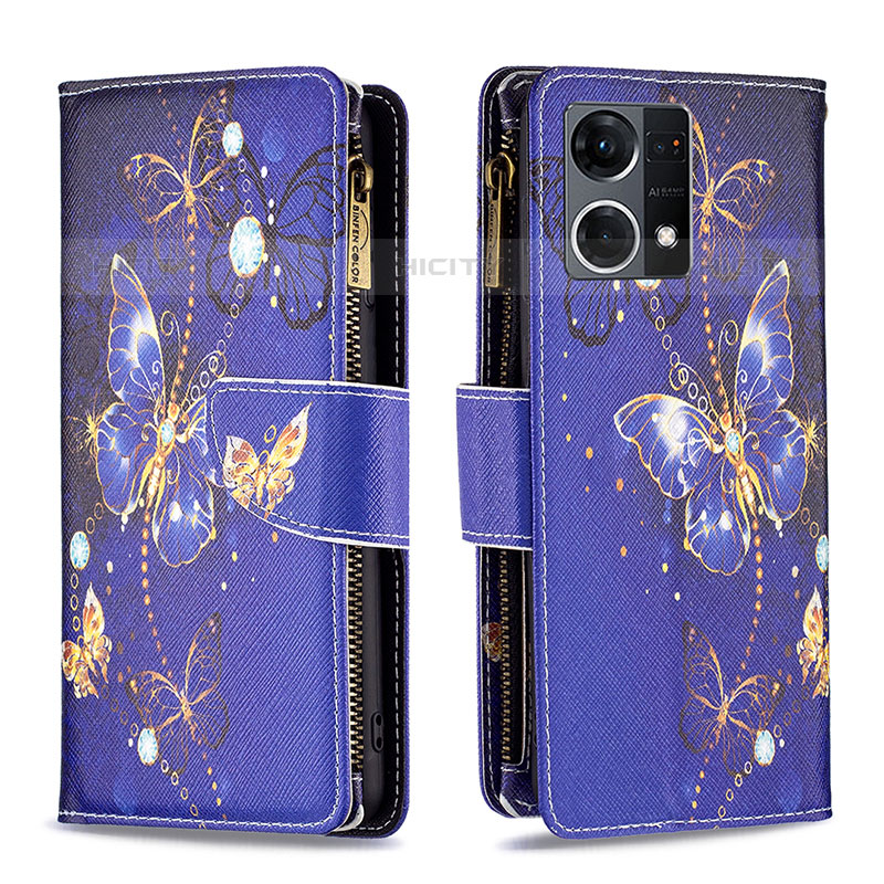 Handytasche Stand Schutzhülle Flip Leder Hülle Modisch Muster B04F für Oppo F21 Pro 4G