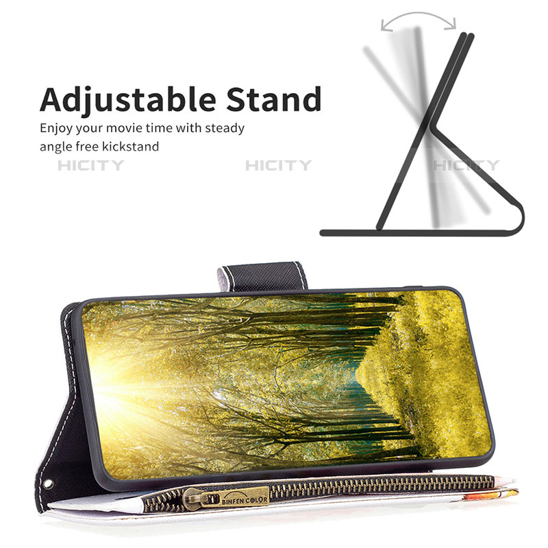 Handytasche Stand Schutzhülle Flip Leder Hülle Modisch Muster B04F für Oppo F21 Pro 4G groß