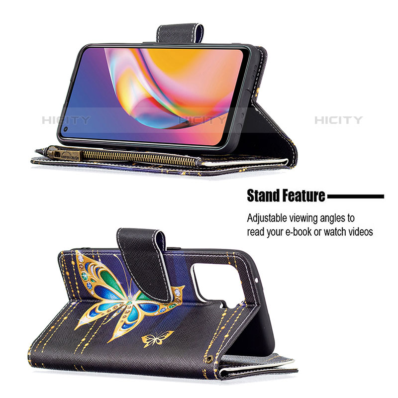 Handytasche Stand Schutzhülle Flip Leder Hülle Modisch Muster B04F für Oppo Reno5 F groß