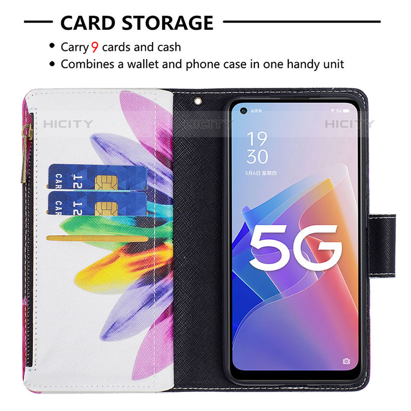 Handytasche Stand Schutzhülle Flip Leder Hülle Modisch Muster B04F für Oppo Reno7 Lite 5G