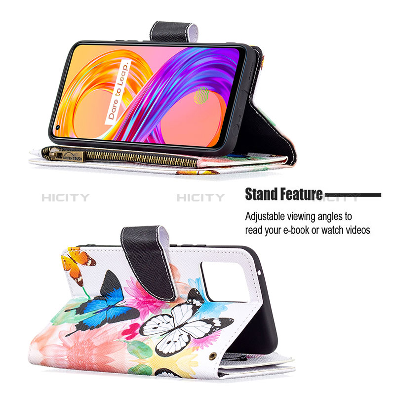 Handytasche Stand Schutzhülle Flip Leder Hülle Modisch Muster B04F für Realme 8 4G groß