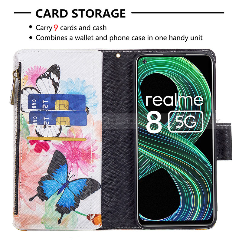 Handytasche Stand Schutzhülle Flip Leder Hülle Modisch Muster B04F für Realme 8s 5G groß