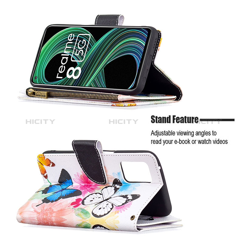 Handytasche Stand Schutzhülle Flip Leder Hülle Modisch Muster B04F für Realme 8s 5G groß