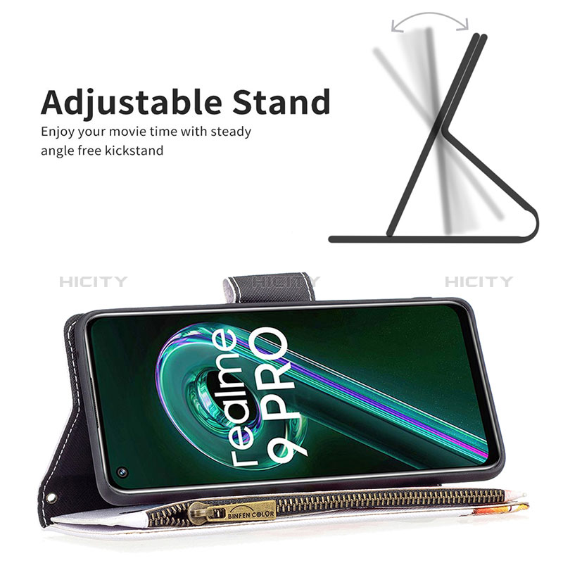 Handytasche Stand Schutzhülle Flip Leder Hülle Modisch Muster B04F für Realme 9 5G groß