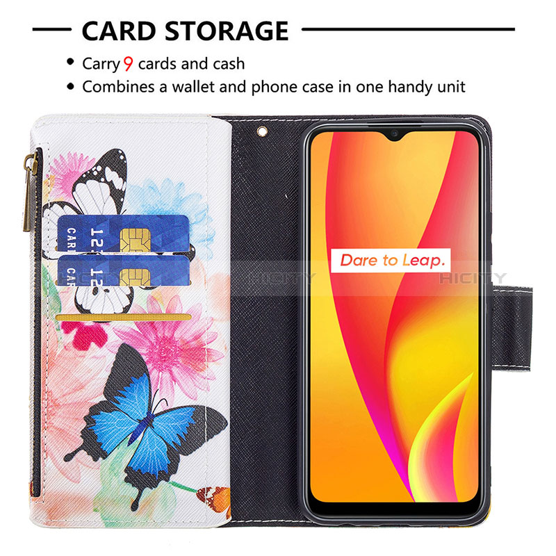 Handytasche Stand Schutzhülle Flip Leder Hülle Modisch Muster B04F für Realme C12 groß